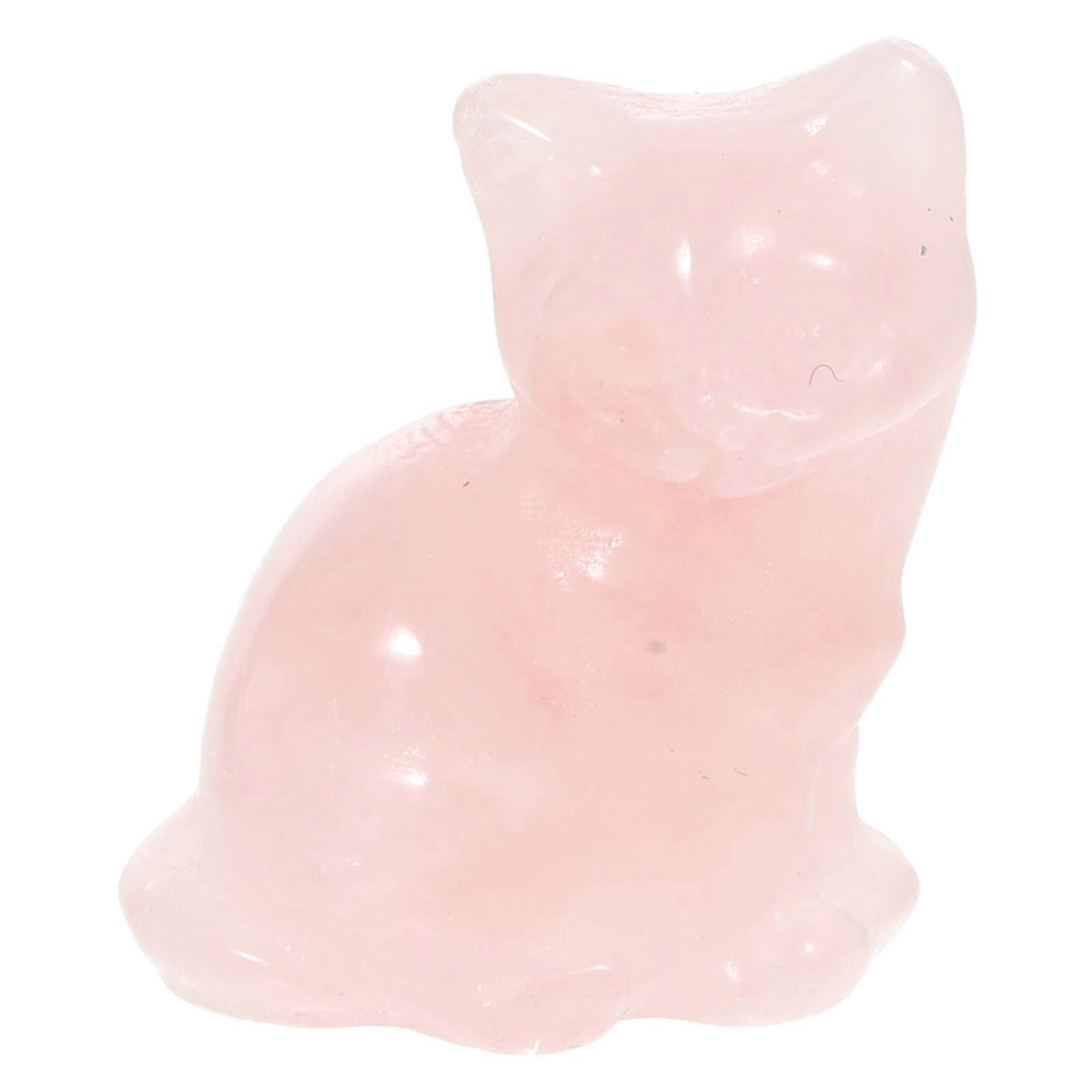 Pink Crystal Cat Figurine for Decorating Mini Crystal Cat Statue
