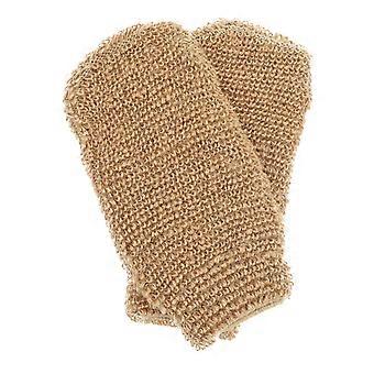 Jute Rub Bath Towels Shower Gloves for Body Cleaning 2Pcs Brown