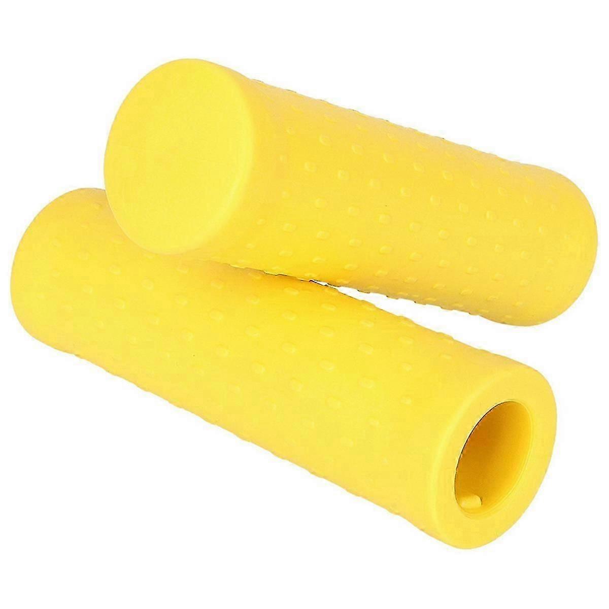 Double Rubber Handlebars, Non-Slip Ergonomic Handlebars, Comfortable Scooter Handlebar Cover Accessories Yellow