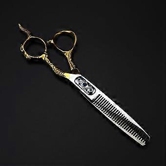 Haarschneideschere, 15 cm, professionelle 440c Stahlschere, goldene Schafhaarschere, Haarschneide-Effilierschere, Friseurschere