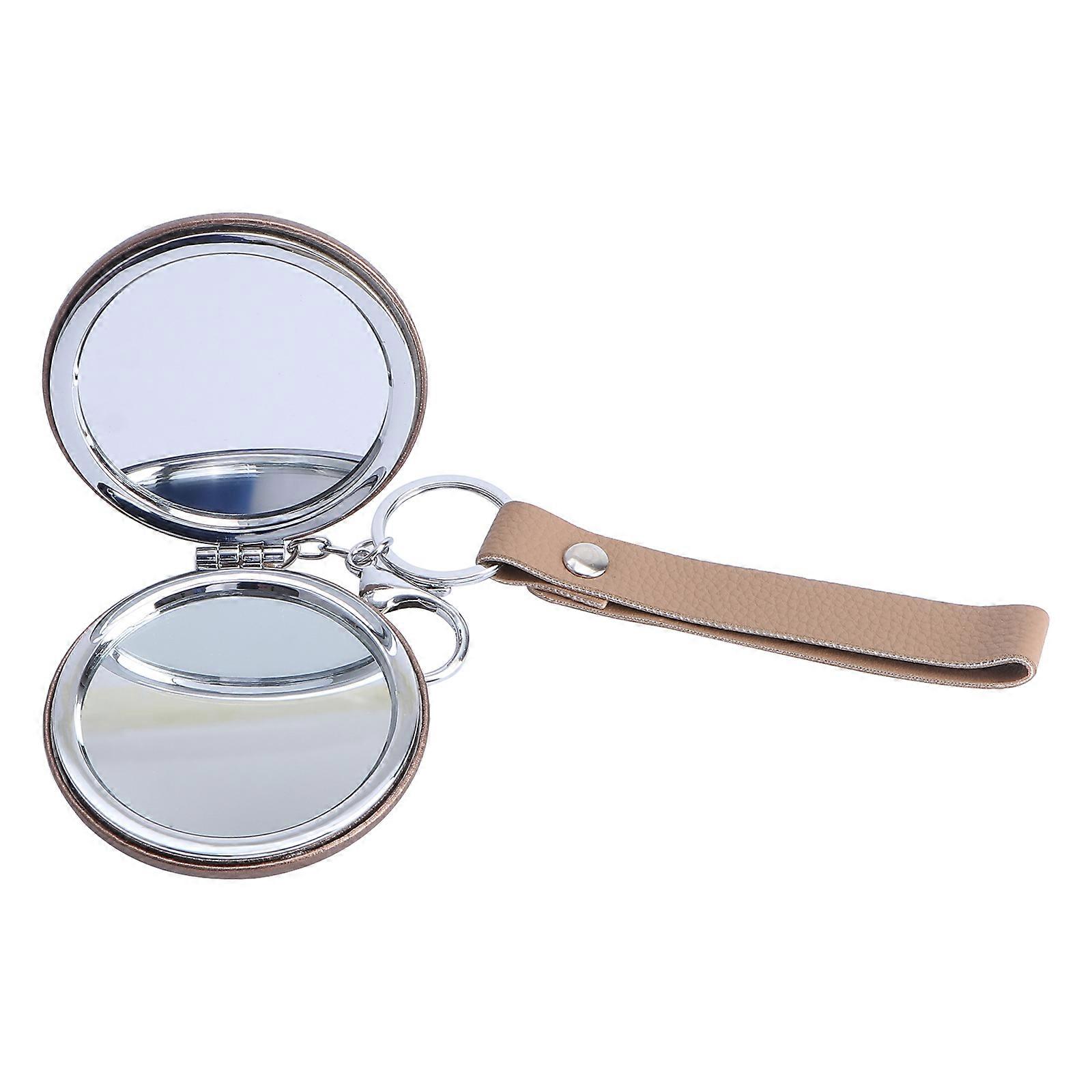 Portable 1Pcs Mini Makeup Mirror Keychain Pendant with Folding Double-Side Function
