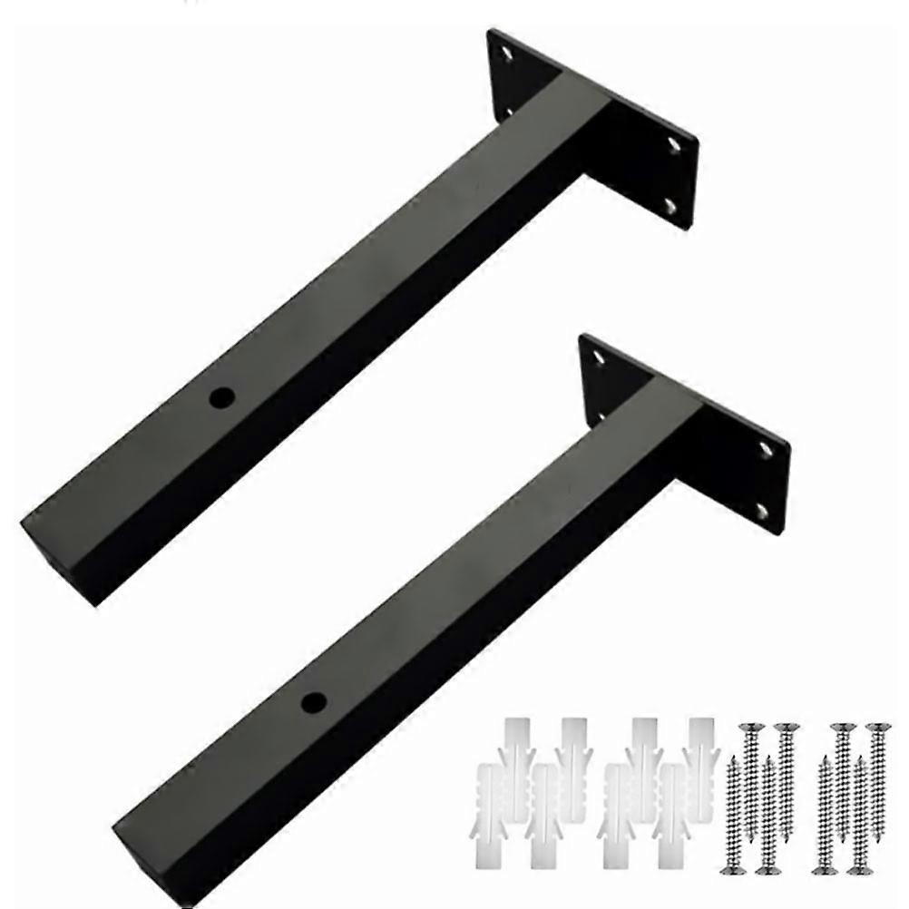 Floating Bracket Iron Art Wall Triangular Support for 2Pcs Black