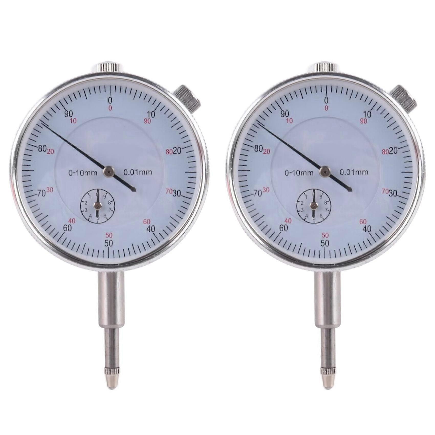 2X Dial Indicator Gauge 0-10mm Meter 0.01 Resolution Concentricity Test
