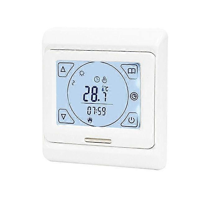 Programmable weekly heating thermostats with touchscreen, suitable for radiant floor heating, white