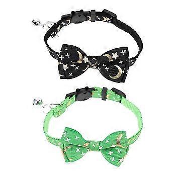 Decorative Kitten Collar Bow-Knot Cat Collar for Pet Use 2Pcs Assorted