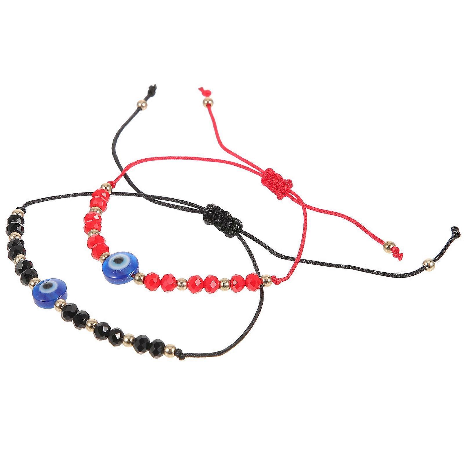 Evil Eye Couple Bracelet String Braided Adjustable Strand Bracelets 1Pair