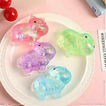Cute Glitter Cow Squishy Toy, TPR Slow Rising Stress Relief Squeeze Toy, Kawaii Decompression Toy for Kids & Adults