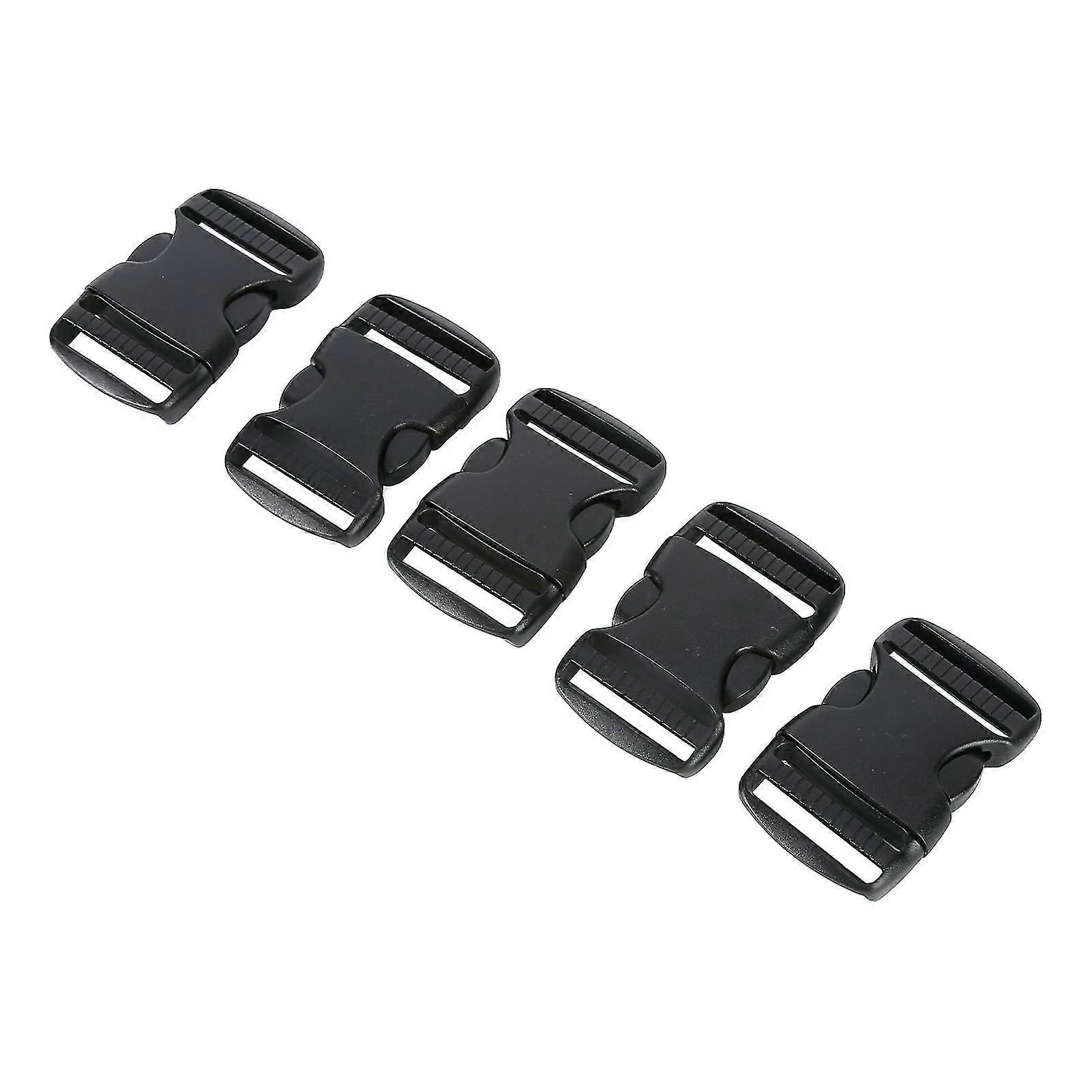 5 Pcs Plastic Quick Release Buckles Adjustable Double Strap Backpack Replacement Black for 38mm Width Webbing