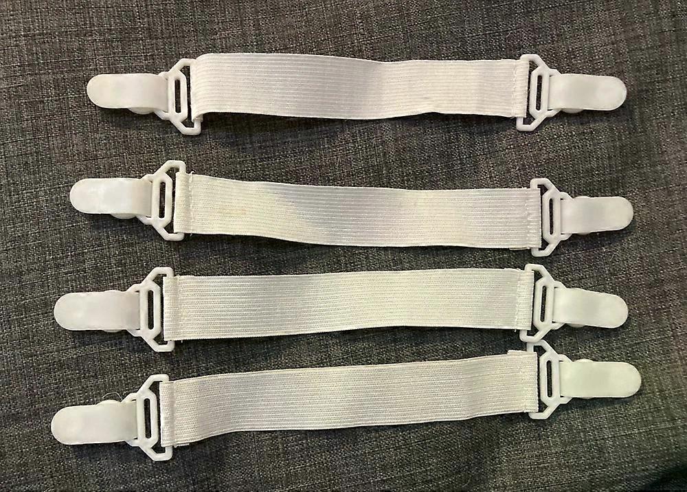 4 Elastic Bedsheet Fasteners, 6" White