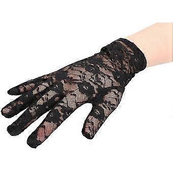 Sun Gloves Women Full Finger Lace Gloves Driving Elegant Summer Black 1Pair