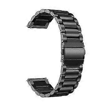 24mm Stainless Steel Watch Replacement Band - Black [MI]