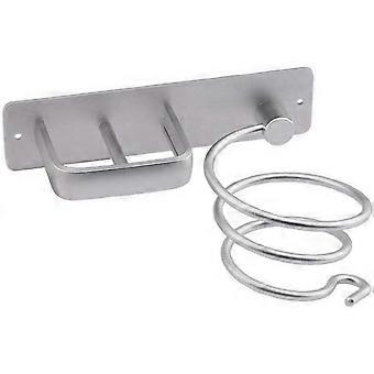 Hair Dryer Rack Silver Aluminum Bathroom Hair Dryer Rack Kitchen Hanging Rack Beauty Care Tools Wall Mount Style Organizer Storage Basket