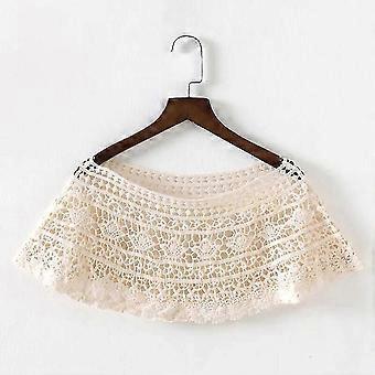 Dame Vintage heklet strikkekappe, bomull kort hul ut blonder blomster skuldertrekk poncho sjal til brudekjole bryllup daglig fest
