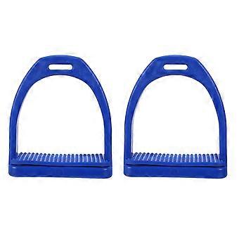2pcs Horse Riding Stirrups - Blue Plastic English Saddle Stirrup With Non-Slip Rubber Pad - Equestrian Accessory For Trail Riding Knee Ankle Protectio