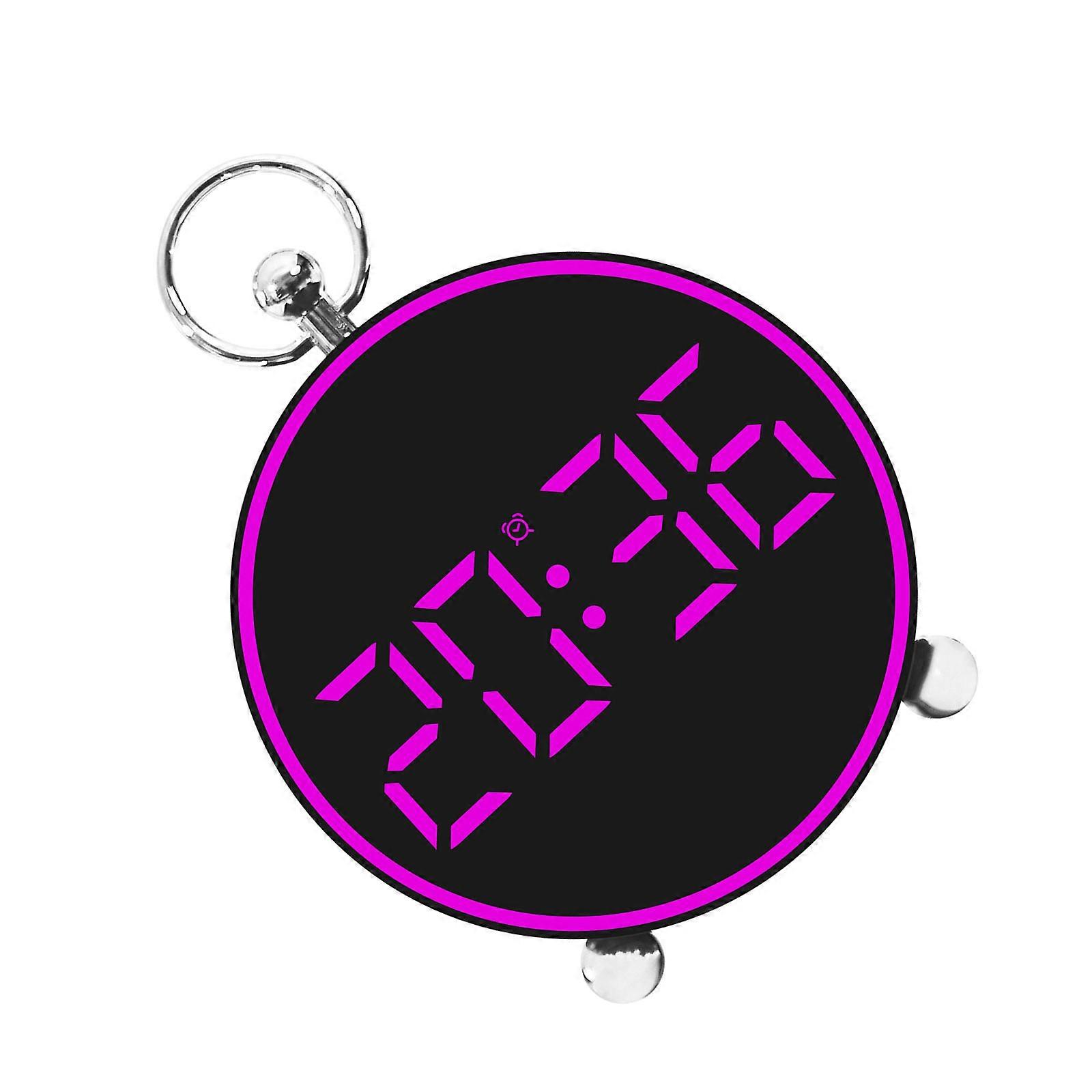 Electronic Clock Simple Multifunctional Clock Large Round LED Date Temperature  Display Alarm Clock  rose Red
