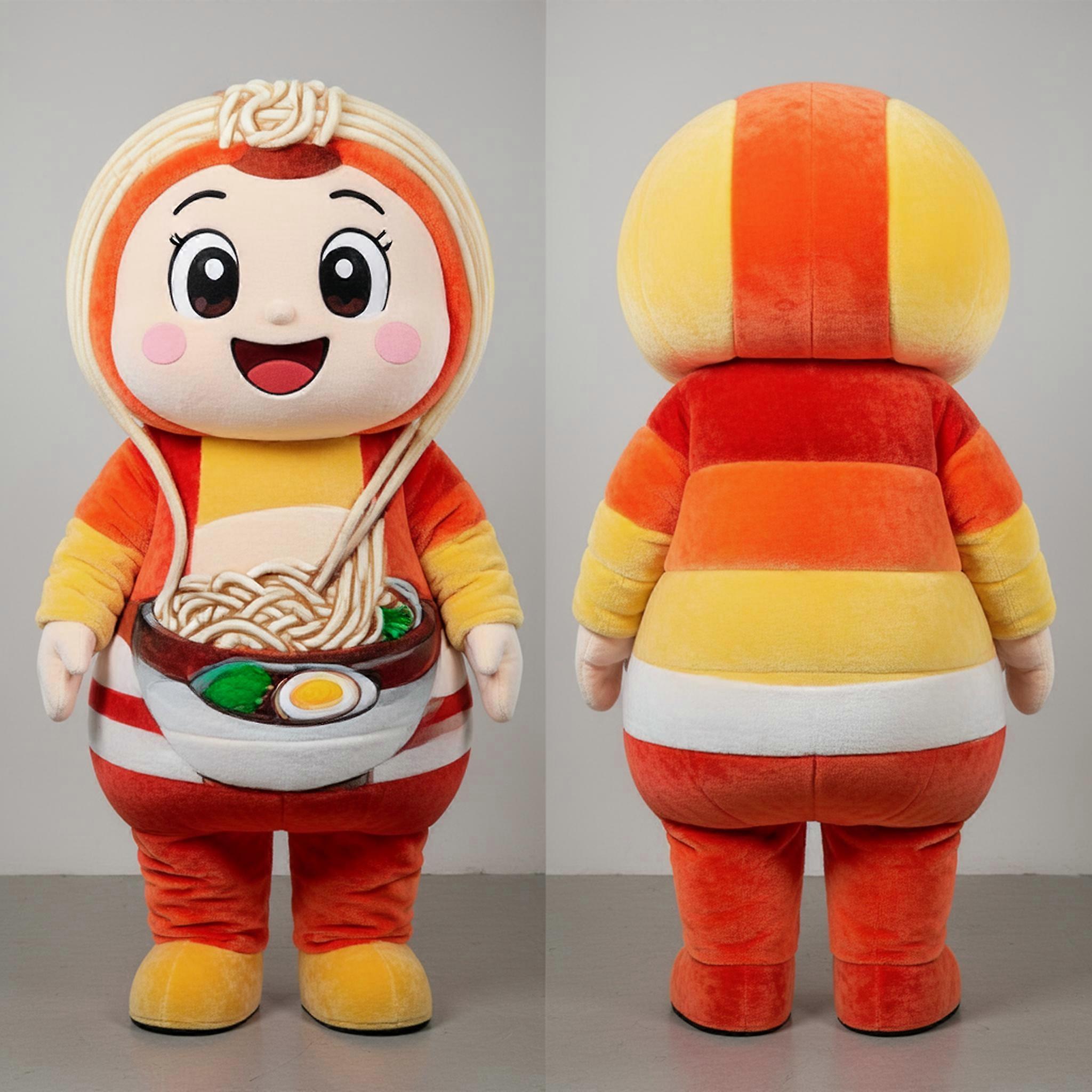 MASTICOT Bright Orange Smiling Ramen Mascot