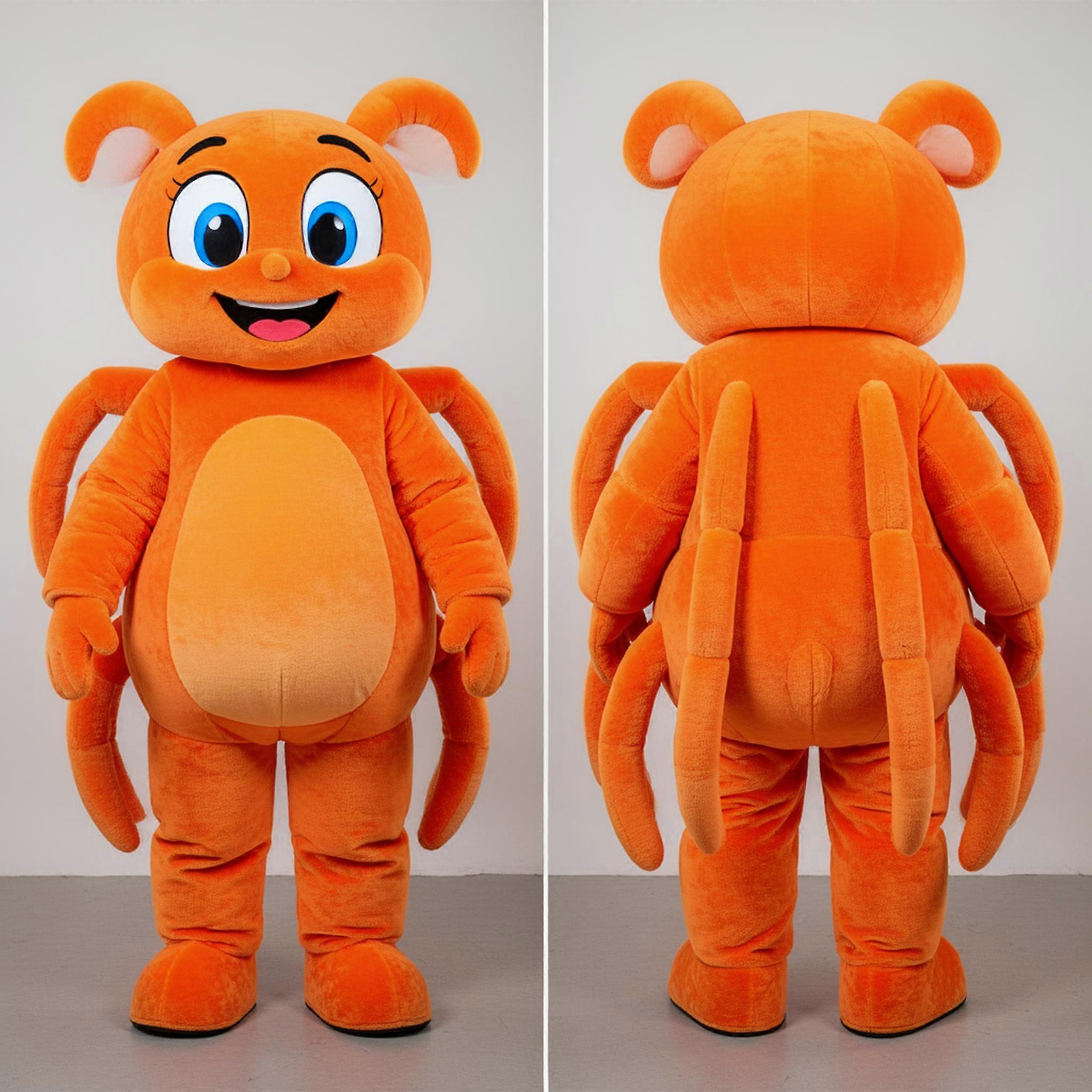 MASTICOT Vibrant Orange Cartoon Spider Mascot