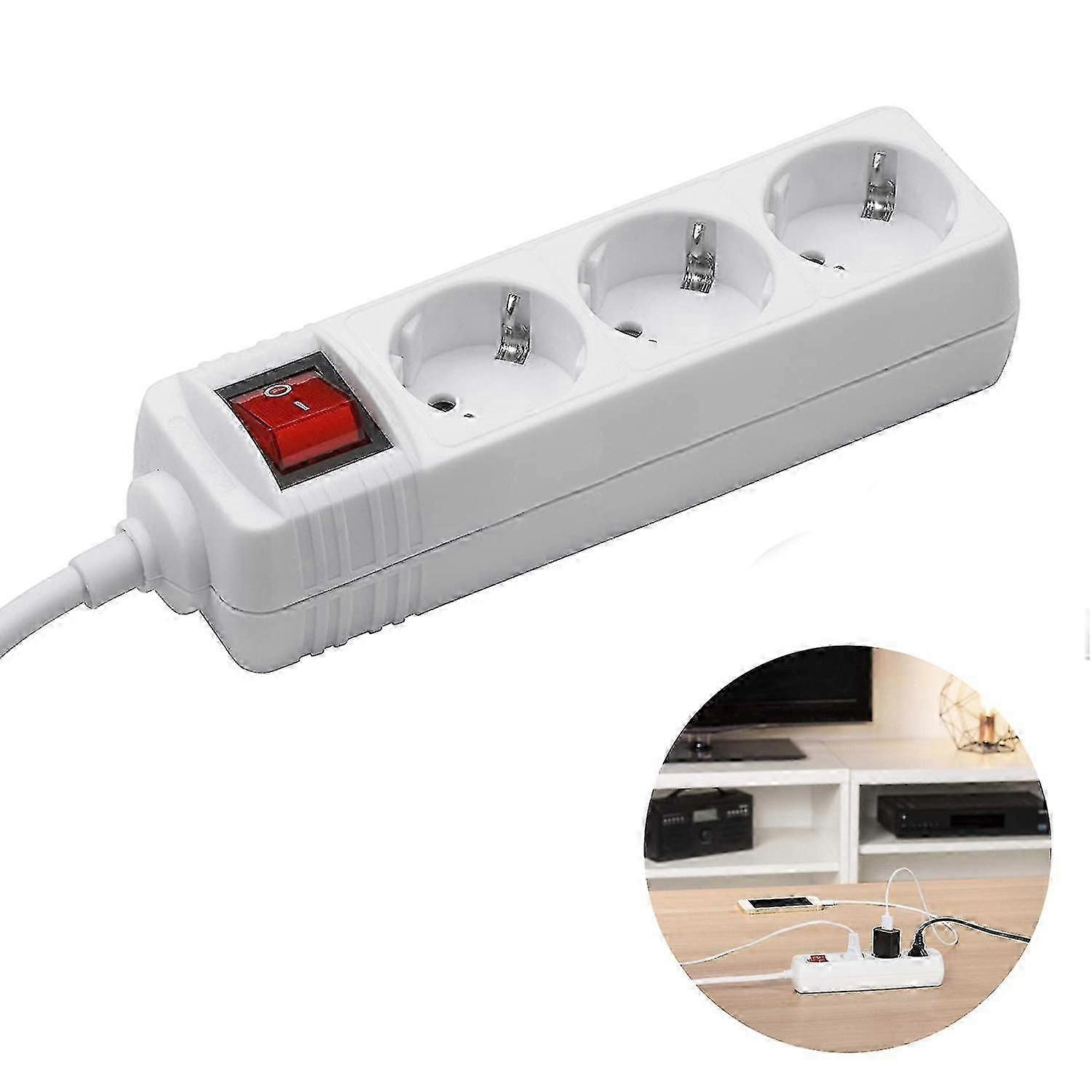 Socket Strip - Extra Flat Plug Kabel Switch / Meerdere Socket Met Kinderbeveiliging / Flat Plug Connector Strip