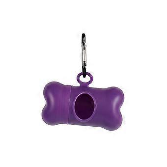 Dog poop bag dispenser, plastic leak-proof pet poop bag dispenser with back hook, 1 purple bone pattern dispenser.