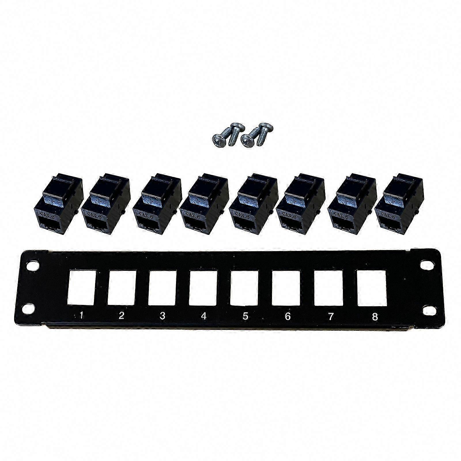 8 Port CAT6 RJ45 Through Coupler Patch Panel, Wallmount or Rackmount for Cat6 UTP/STP Cabling
