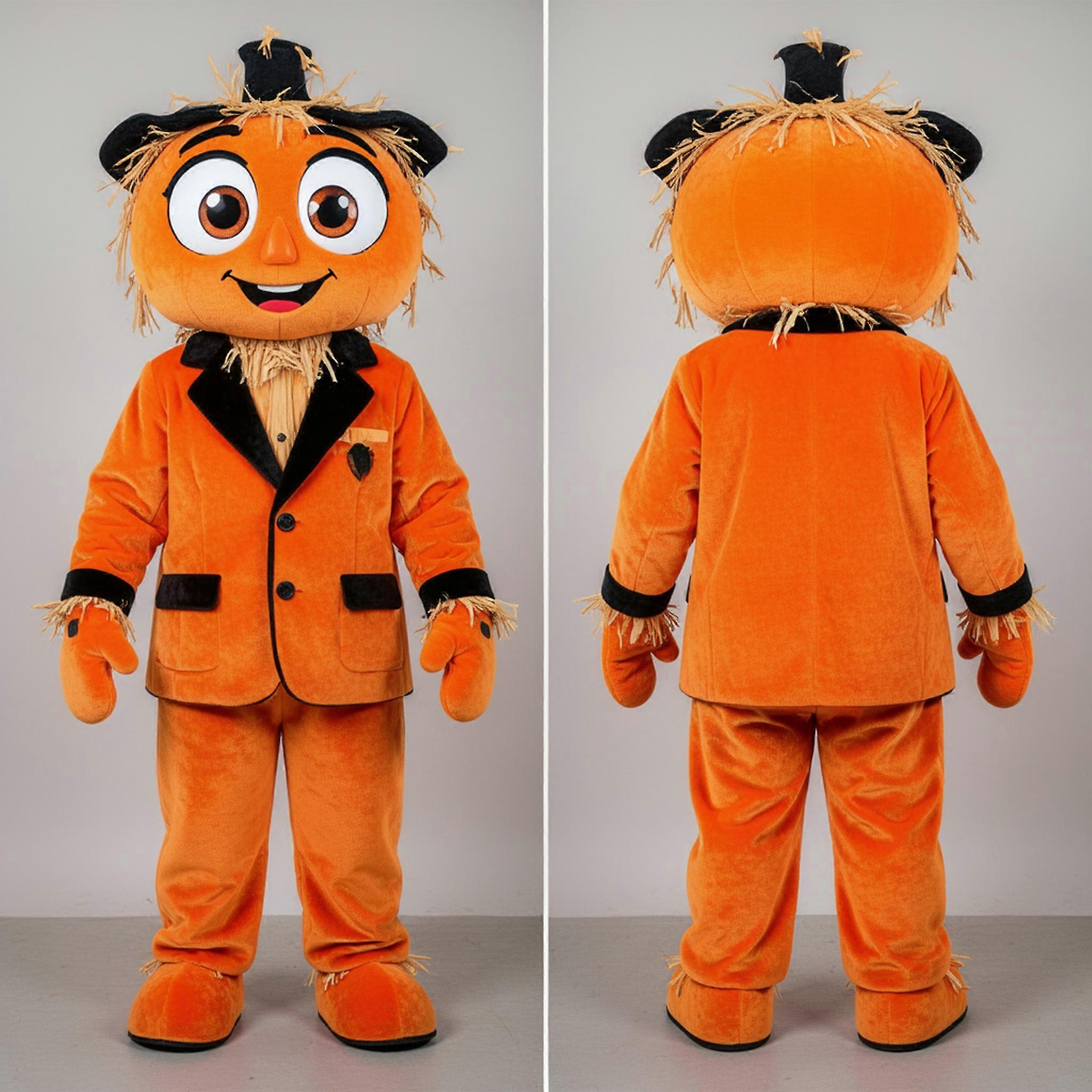 MASTICOT Rust Orange Wide Eyed Scarecrow Mascot