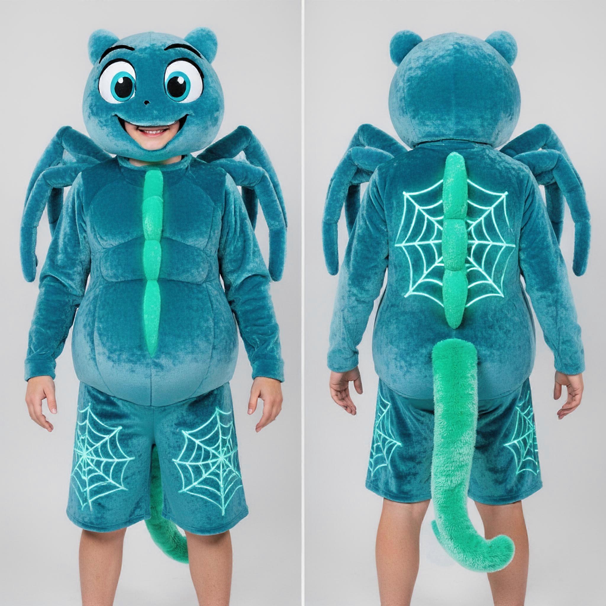 MASTICOT Cyan Velvety Spider Mascot
