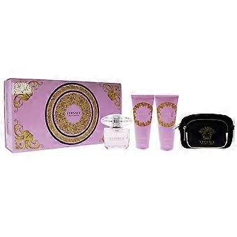 Versace Bright Crystal By Versace For Women - 4 Pc Gift Set 3oz Edt Spray, 3.4oz Shower Gel, 3.4oz Body Lotion, Pouch