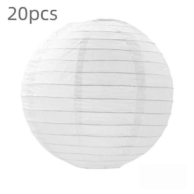 20 Pc Reusable Paper Lanterns White Set
