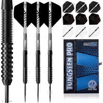 Tungsten Dartset, professionele stalen darts met 3 shafts, 9 flights en 1 puntenslijper