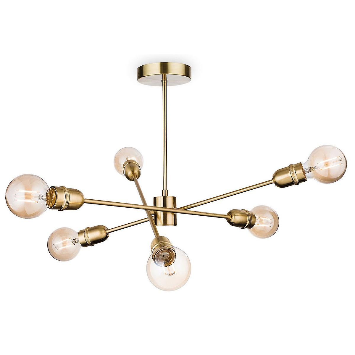 Firstlight Trident - 6 Light Multi Arm Semi Flush Light Brushed Brass, E27