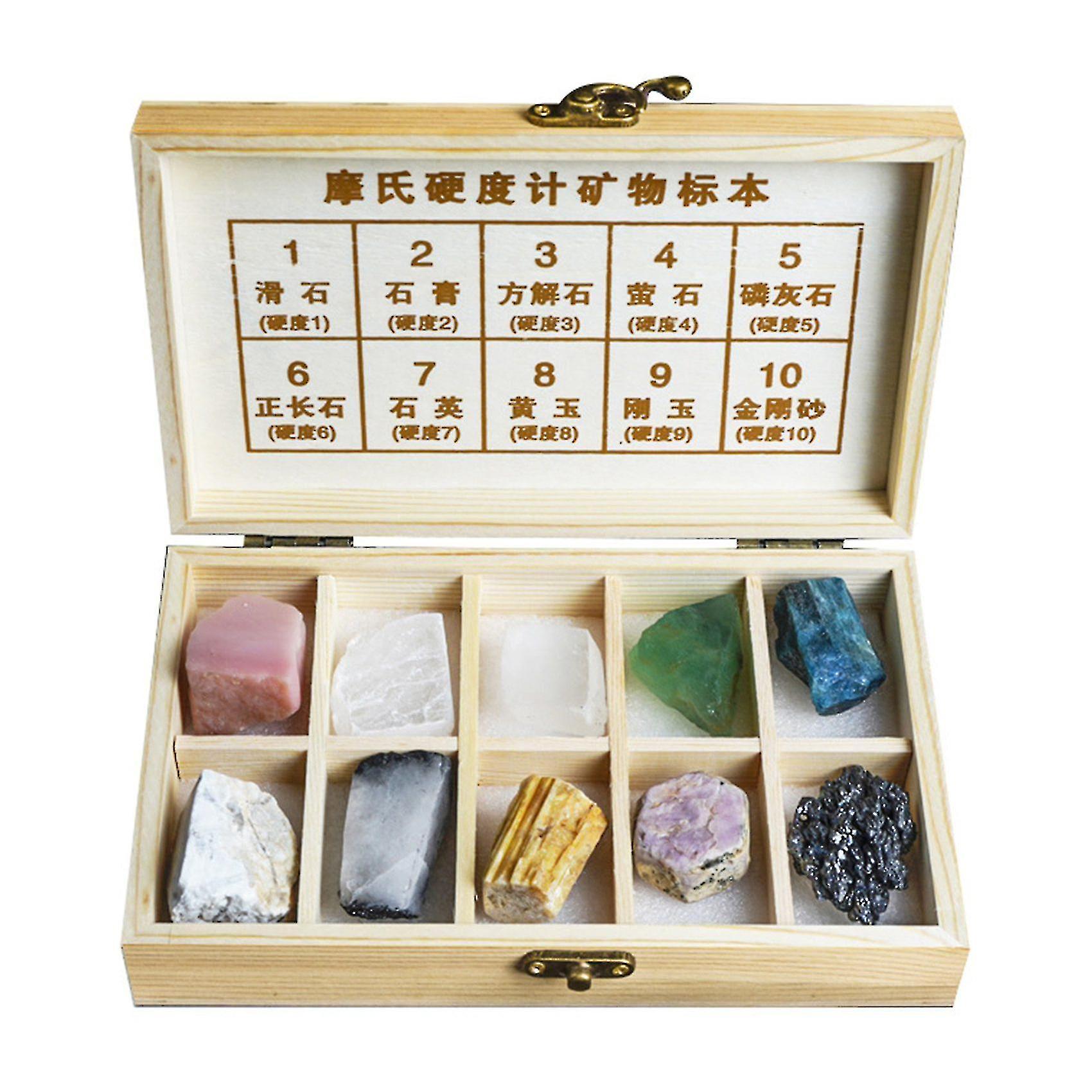 10 Grid Mohs Hardhet Box Mohs Stone Hardness Tester Natural Crystal Fluorite Mineral For Science T