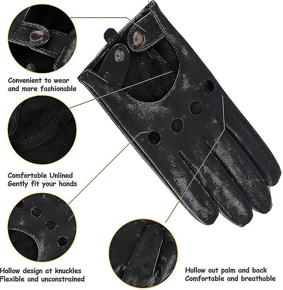Mens Touchscreen Unlined Leather Driving Gloves