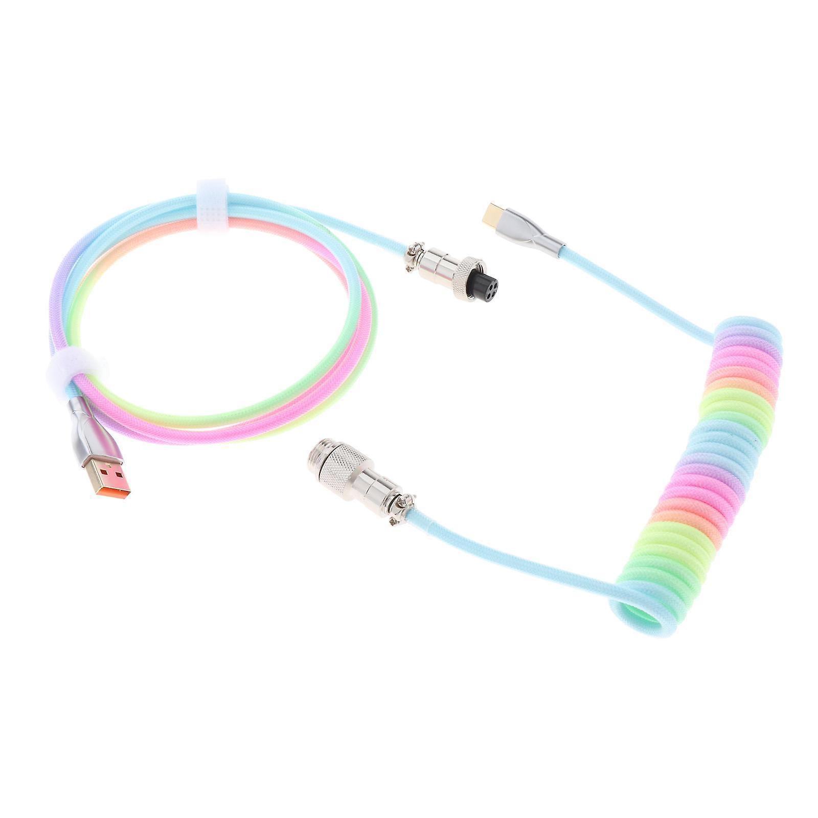 1.8M Coiled Cable Wire Mini Micro USB for Mechanical Keyboard Game Console Seven colors
