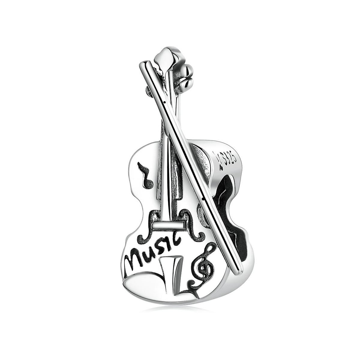 S925 Sterling Silver Retro Violin Beads