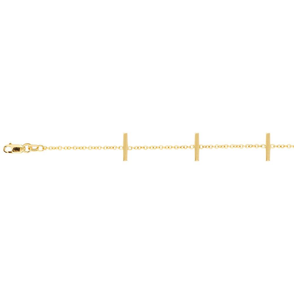 Pulseira de ouro amarelo maciço 14k com cinco elos, 19 cm (7,50 polegadas), para mulheres.