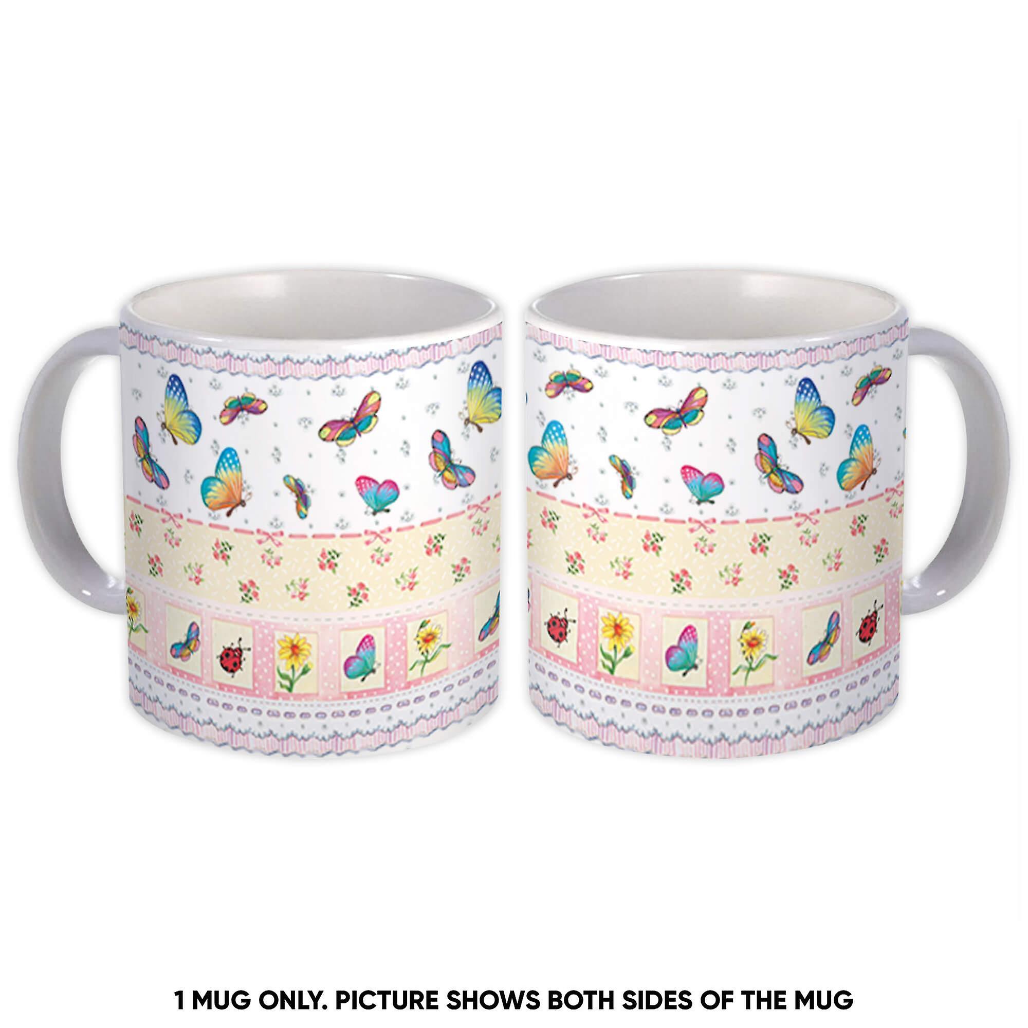 Gift Mug: Ladybug Butterfly Patchwork Home