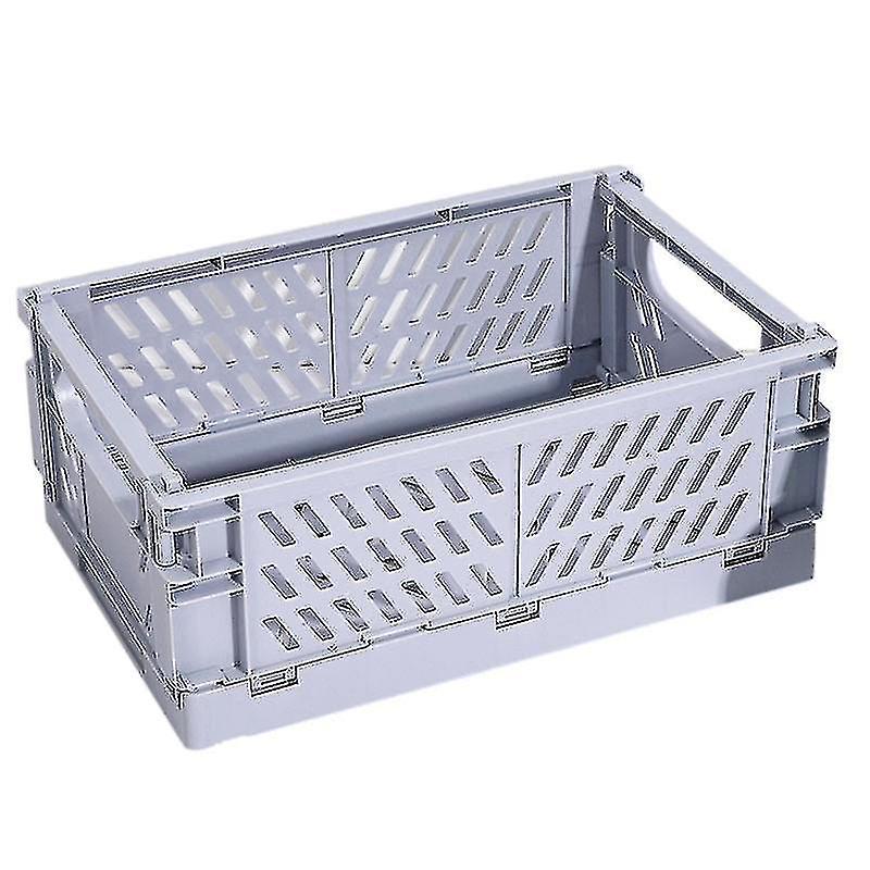 Collapsible Plastic Folding Storage Box Cosmetic Container Gray