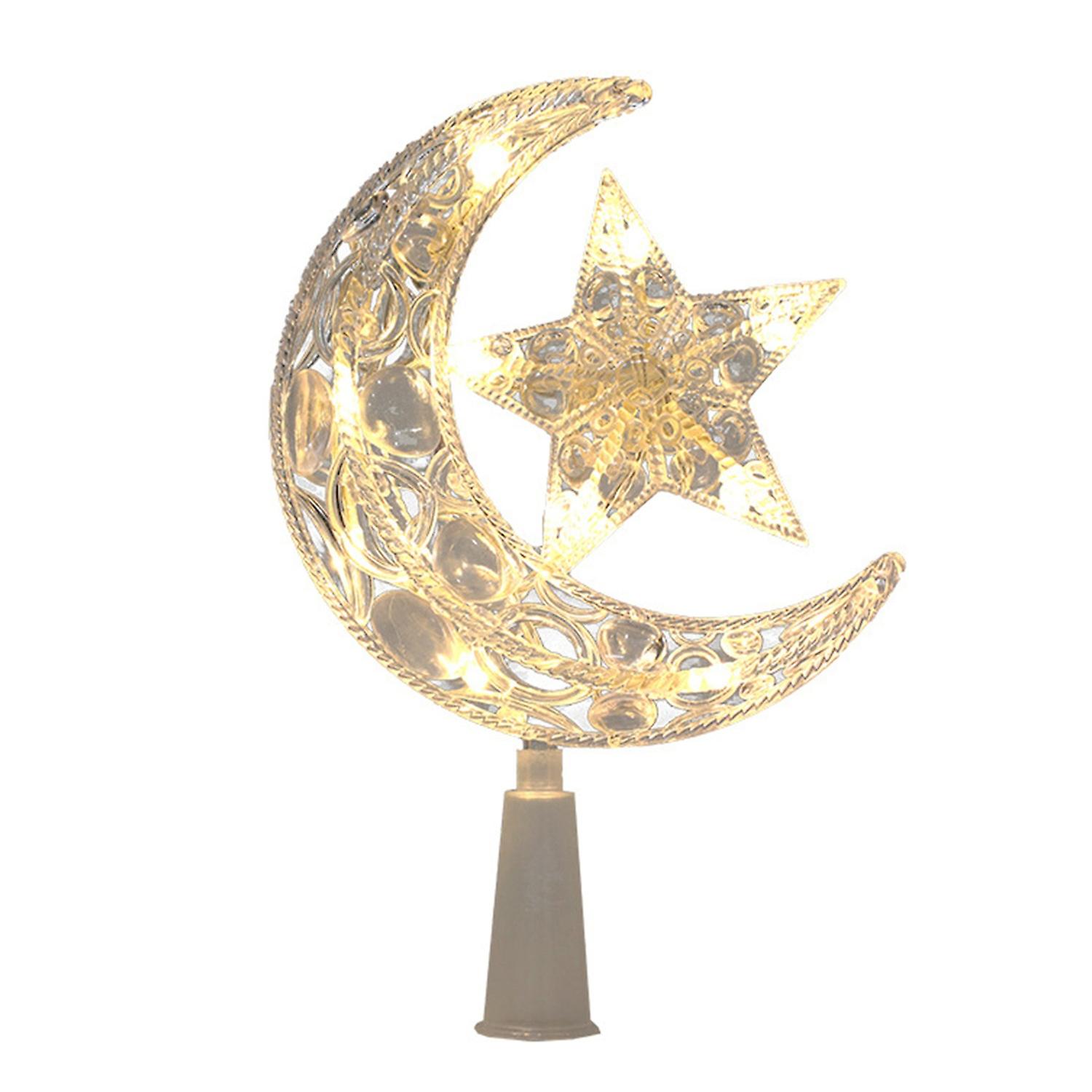 Xmas Tree Top Star Creative Shape Battery-Operated LED Glowing Christmas Tree Top 3D Pentagram Decor