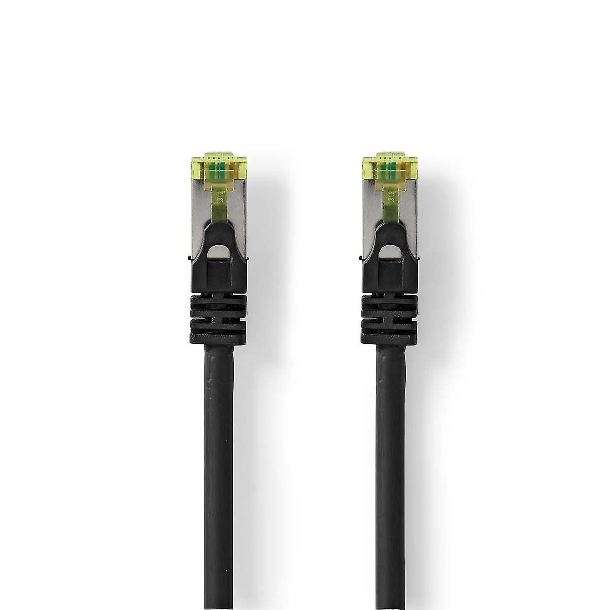 CAT7ネットワークケーブル |S/FTP |RJ45 オス |RJ45 オス |1.00メートル|スナッグレス |ラウンド |LSZHの |ブラック |ラベル