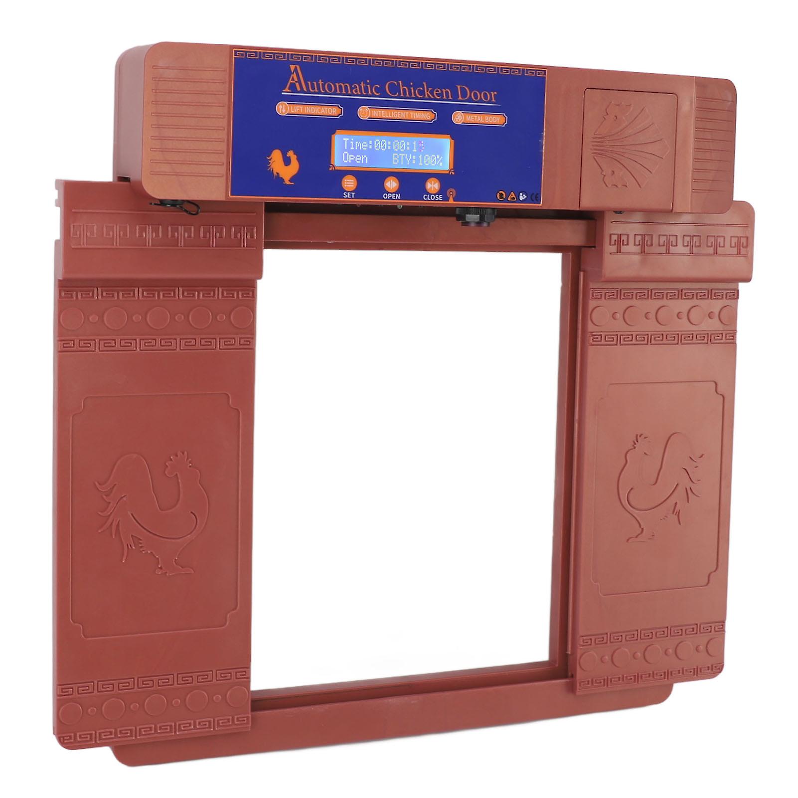 Automatic Chicken Coop Door Double Open Type LED Display Timing Chicken Coop Door for Duck Goose Farm 100 to 240V Antique Bronze EU Plug