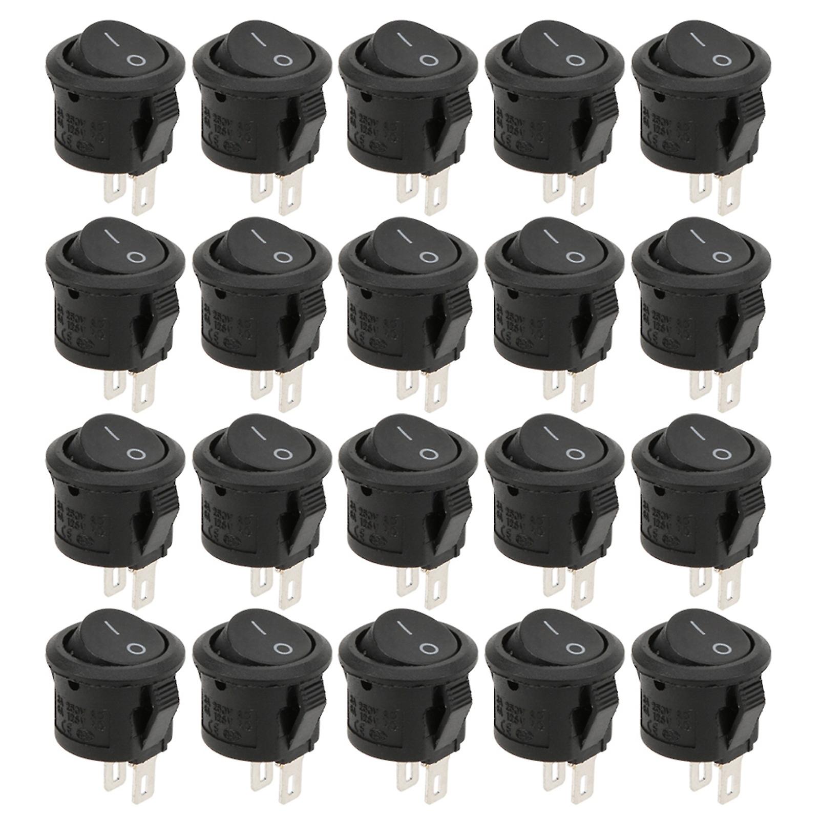 20Pcs Rocker Switch Power Switch Small Round 2 Pin 2 Position KCD11 Industrial Control Elements