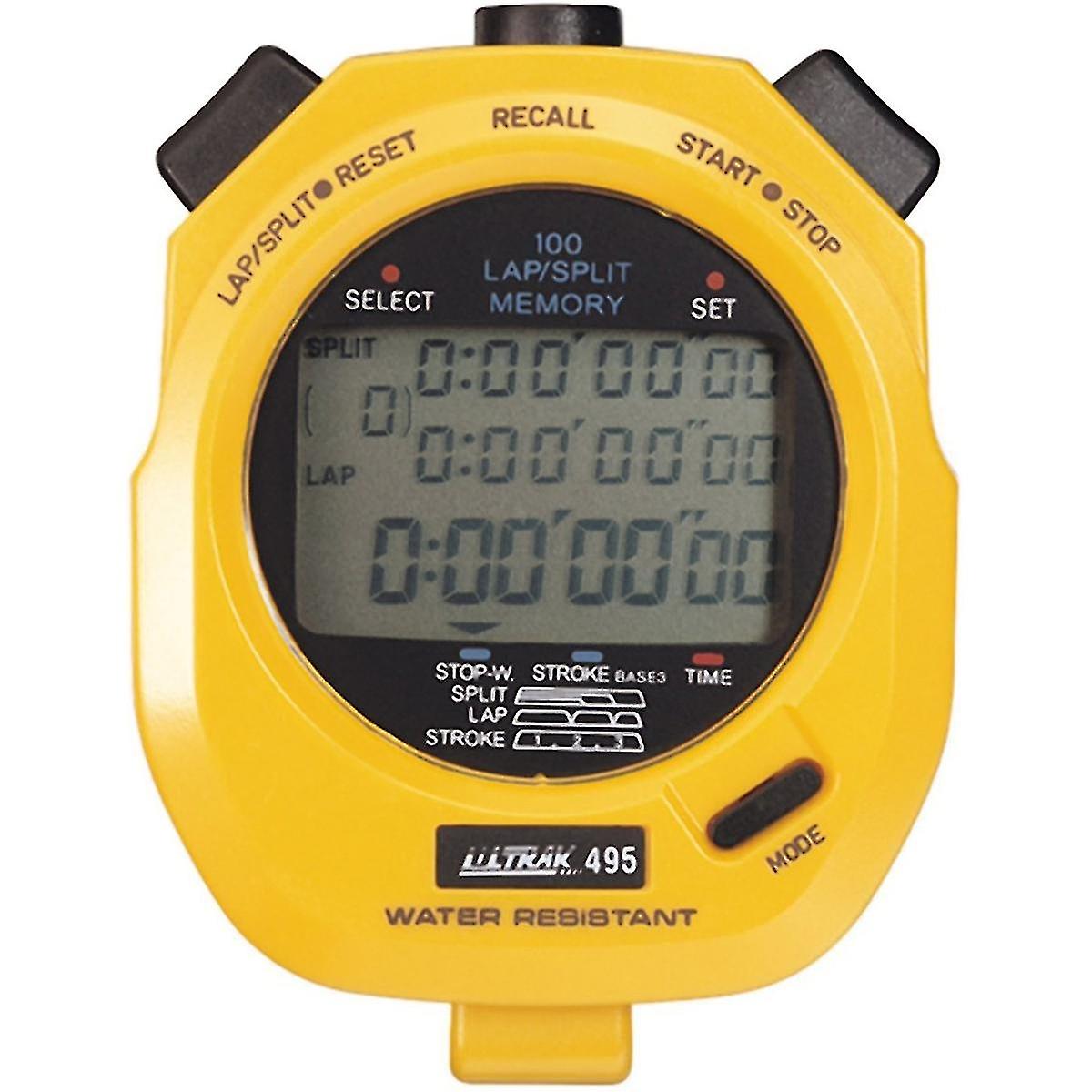 Ultrak 495-100 Dual Split Memory Stopwatch - Yellow