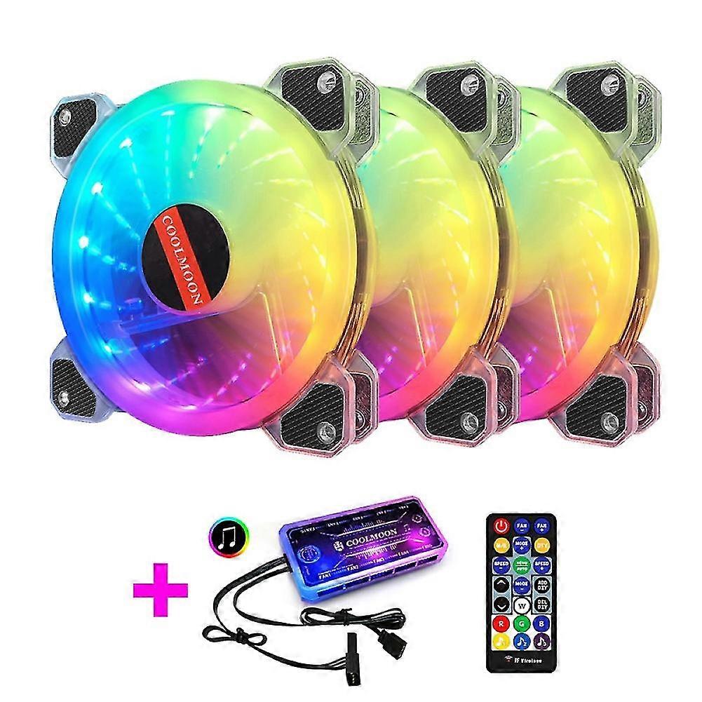 1/3Pcs Luminous RGB Light Mute Computer Case Cooling Fan with Music Controller