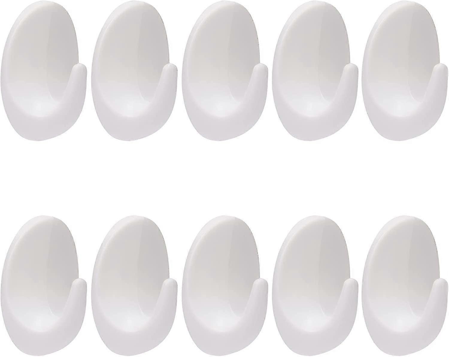 Wall Hooks White, Plastic Hooks Self-Adhesive White Hooks Wall Hooks No Drilling Needed White Reusab
