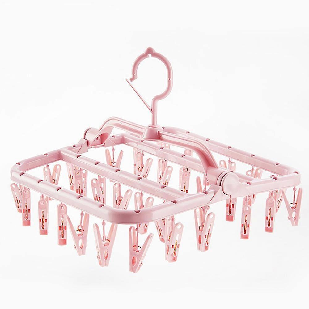 Sock drying rack, hanging laundry hanger with 32 clips