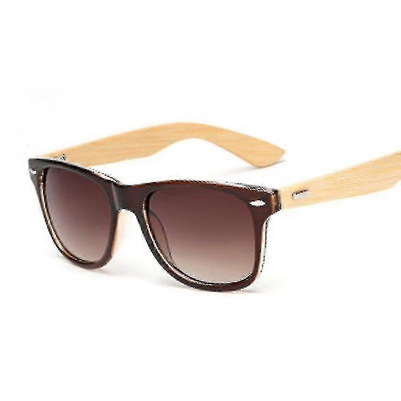 Firkantede nuancer Mænd Solbriller Kvinder Vintage Træ Solbriller Til Mand Kvinde Retro Gradient Brun Sort Leopard Oculos De Sol