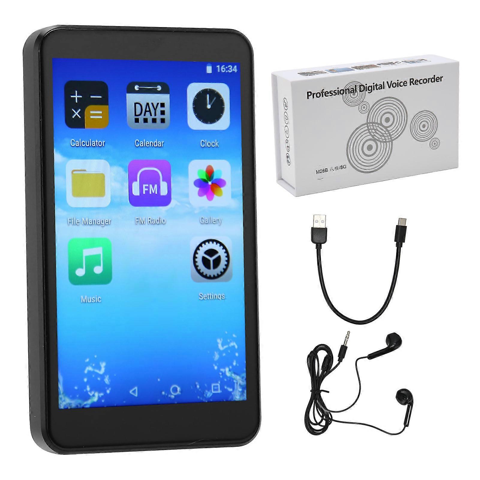 MP4 Player Recorder Multifunction IPS HD Screen HiFi Lossless Sound Bluetooth 5.0 WiFi Touch Screen Music Player 32GB