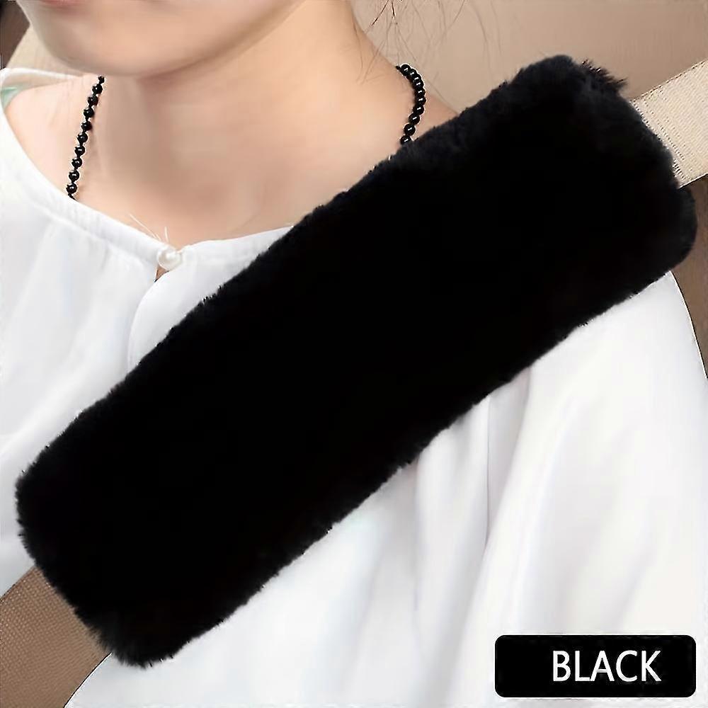 2pcs Car Interior Soft Plush Seat Belt Cover, Anti-leakage Cross Bag Strap Shoulder Protector, Winter Seat Belt Shoulder Protector