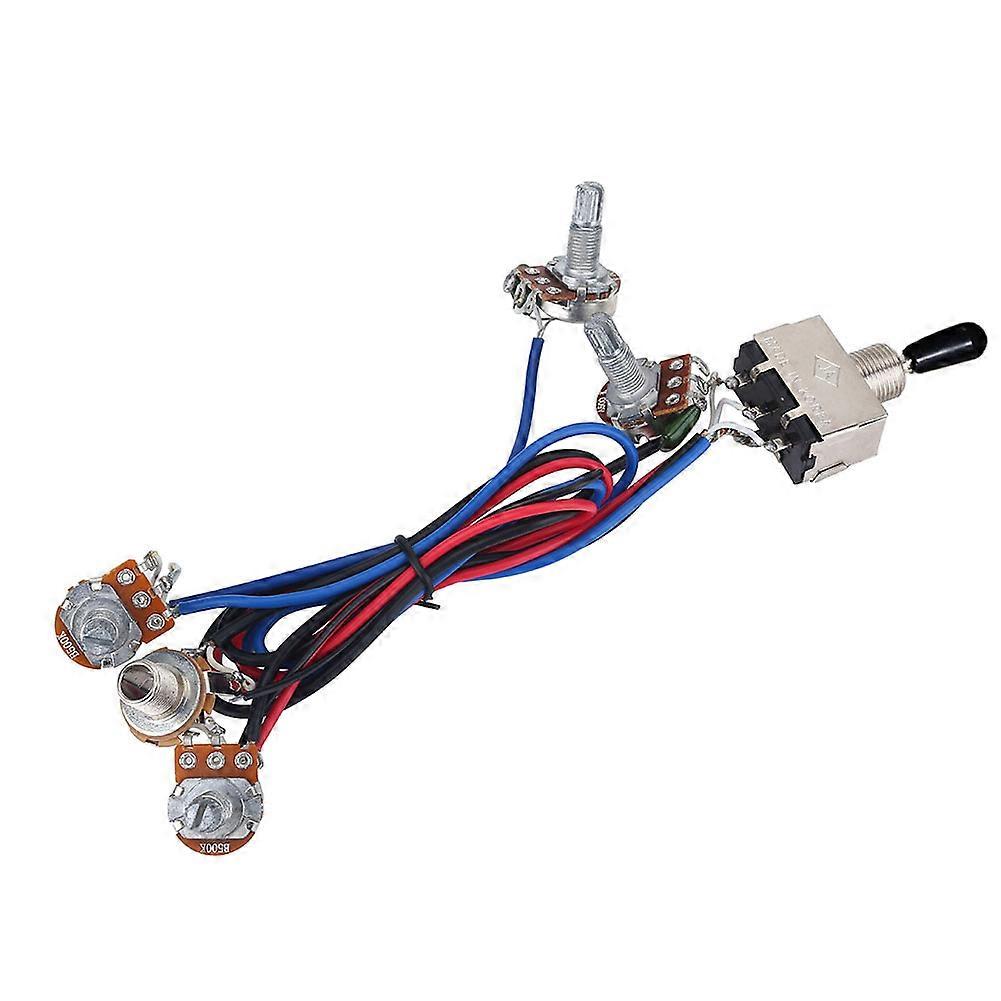 2 Volume 2 Tone 1 Jack 500K Pots 3 Way Switch Wiring Harness for Les Paul LP Guitar