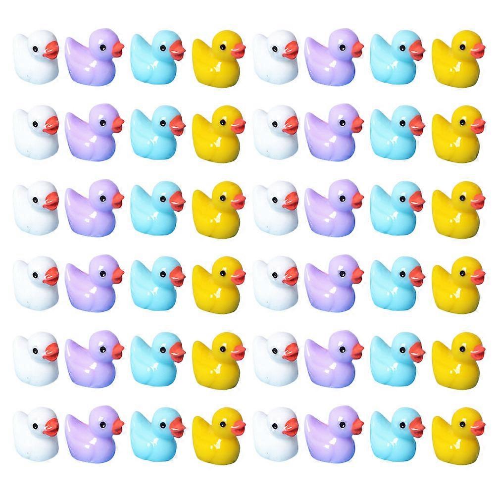 80Pcs Mini Resin Ducks Figures Cute Tiny Ducks Resin Miniatures Animals Model (Mixed Color)